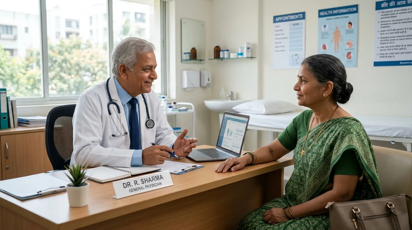 Senior specialist doctor consulting with patient at Yupiter Hospital